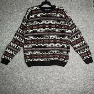 Vintage Etchings Sweater Mens XL Abstract Pullover Colorful Ramie Cotton Blend